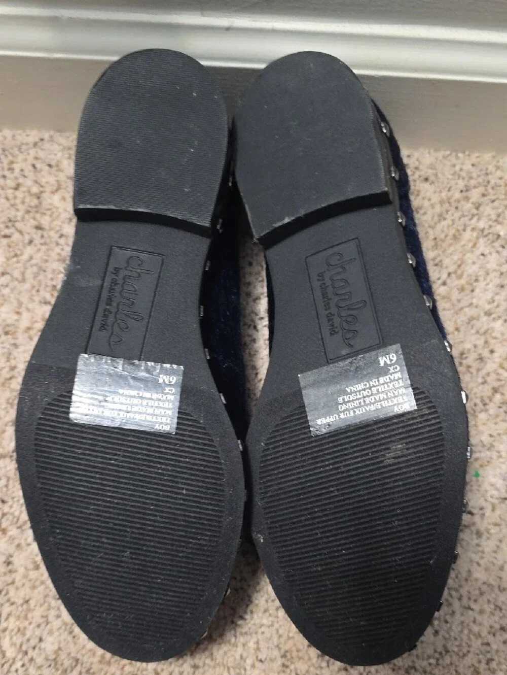 Charles By Charles David Boy's Navy Felt Slip-On Loafers